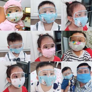 Khẩu trang kính chống giọt bắn chống bụi hoặc côn trùng bay vào mắt bé khi xe cho bé từ 3 tháng - 3 tuổi