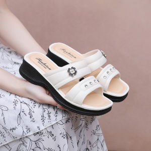 [Free Shipping] Summer WomenS Fashion Slip-On Sandals Elegant And Comfortable Thick-Soled Sandals Wedge-Heeled Casual PVC Beach Sandals For Photoshoots
