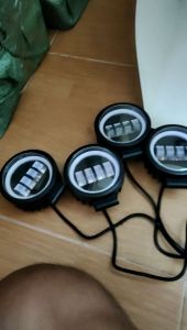 Lampu Tembak Daymaker 4 Mata LED Model Kotak 36 V Lensa 6D Mobil Motor Body Plastik