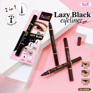 EYELINER PEN LAZY BLACK 2 in 1 OBUSE 0B-1390N อายไลเนอร์ กันน้ำ ดำสนิท