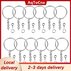 [COD] AqToCna Ship within 24 hours HCharm💜150pcs Key Ring with Chain Split Jump Rings with Screw Eye Pins DIY Keychain