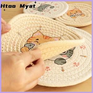 tantuoye แผ่นรองจานกันความร้อนสำหรับวางบนโต๊ะแผ่นรองแก้วลายแมวทนทานของตกแต่งบ้านอุปกรณ์ตกแต่งโต๊ะในครัว