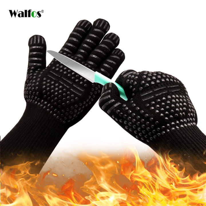 WALFOS Pcs Heat Resistant BBQ Grill Gloves Insulated Durable