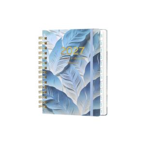 NBANLIKE A5 2027 Planner Notebook Spiral Bound Floral Pattern Floral Spiral Notebook Efficient Portable A5 Agenda Book for Work Office School Supplies