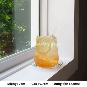 Ly Thuỷ Tinh Dáng Đáy Bầu 420ml-500ml Chịu Nhiệt Cao Mỏng Nhẹ Uống MatchaCafe Decor Trang Trí - Chihirostore.decor