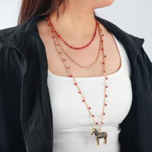 Hmeme สร้อยคอจี้ม้าลายเคลือบแบบส่วนตัวเครื่องประดับโลหะแนววินเทจต่างหูม้าลายสำหรับผู้หญิง