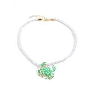OEUVR Weave Rope Enamel Crab Pendant Necklace Polka Dot Cute Bohemian Collarbone Chain Fashion Vintage Ocean Style Clavicle Chain Women
