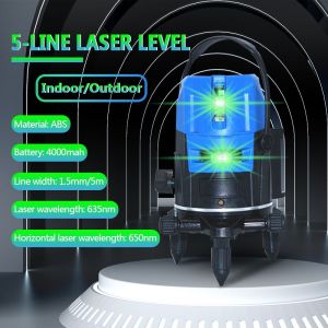 IFONSEN Laser Level 5 Lines Green Light SelfLeveling 360° Rotary Horizontal And Vertical Super Powerful Laser level Adjustable Auto Measuring Tool Set 激光水平仪