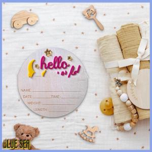 bluesea Wooden Hello World Newborn Sign Cute Birth Announcement Board Baby Announcement