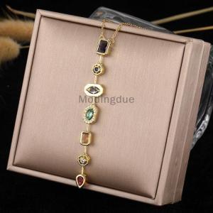 [COD] Modingdue Retro Style Colorful Zircon Tassel Irregular Splicing Long Necklace Light Luxury Pendant Collarbone Chain For Women Jewelry