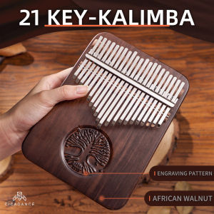 Hluru 21 Key Kalimba Tree of Life African Walnut Solid Wood Professional Thumb Piano Finger Piano Musical Instrument Gifts