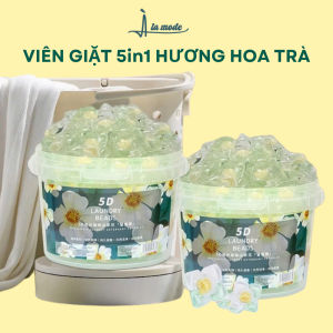 Viên Nước Giặt Xả 5in1 Hương Hoa Trà Xanh Làm Thơm Quần Áo Giúp Tiết Kiệm Thời Gian Tiện Lợi Cho Gia Đình