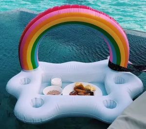 Food Tray Kolam Berenang Private Pool Pelampung Awan Pelangi Untuk Makanan Bahan PVC Tebal Stabil