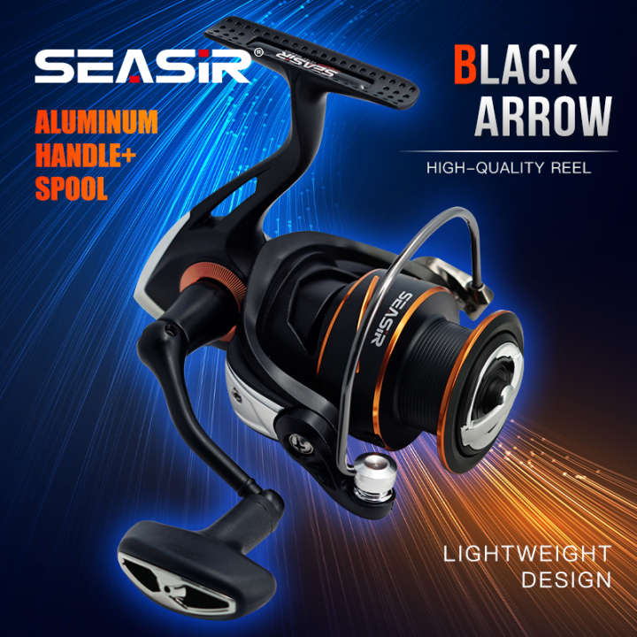 SEASIR Black Arrow Spinning Fishing Reel 5+1BB Metal Main Gear Smoother  Aluminum Spool Strong Drag Waterproof High-Quality Fishing Reel