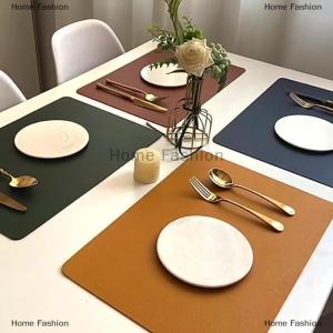[COD] Home Fashion Double-layer Leather Table Mat Nordic Heat-proof Placemat Insulation Waterproof Oil-proof Table Mats For Home Hotel Decoration