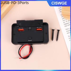 CISWGE Kép PD kép QC 3.0 USB Car Charger 12V RV USB Outlet Bảng điều chỉnh sạc nhanh ổ cắm với switch vôn kế cho thuyền xe máy