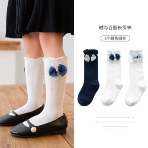 3 Pairs Kids Socks Mesh Thin Breathable Bow Girls Cotton Anti-Mosquito Socks Medium Small Kids Sweat-Absorbent Combed Cotton 儿童袜子 网眼 薄款 透气 蝴蝶结 女童棉 防蚊袜 中小童吸汗精梳棉 FUNIANQI
