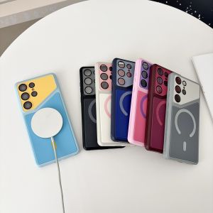 Fabric Texture Wireless Charging Magnetic Case for Samsung Galaxy S26 Ultra S25 S24Ultra Built-in Camera Protection Phone Cover