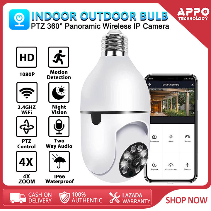 V380 pro Q16S CCTV Bulb Camera 1080P PTZ 360° Wifi