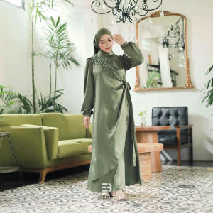 Ahilya Dress Kondangan Kekinian Gamis Ikat Lamaran Baju Lebaran WisudaMuslim Wanita Payet Bridesmaid