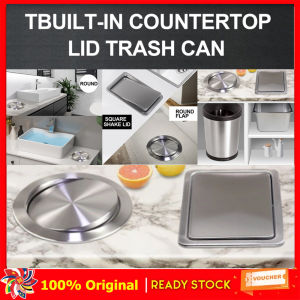 เหล็กกล้าไร้สนิมFlap Flushปิดภาคเรียนในตัวแกว่งฝาพนังครอบคลุมถังขยะถังขยะเคาน์เตอร์ห้องครัวด้านบน
