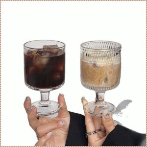 High-legged Cup Artistic Cleaning Glass Tableware Like Vintage Style High Value Embossed Afternoon Tea