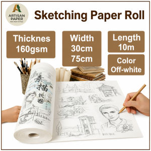 Premium Sketching Paper Roll 160gsm Off White Thick Drawing Paper For Children Easel Art Craft Painting Graffiti W30cm W75cm X L10m Durable Versatile Roll Large Format Blank Canvas Poster Marker Coloring Illustration Paperboard Sheet