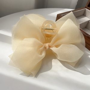 1Pcs Mesh Bow Grab Clip on Escape Princess Large Hair Clip Female Hair Shark Clip