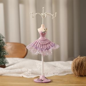 TIMIA ปริ๊นเซส ชั้นวางเครื่องประดับแบบจำลองชุด ชั้นวางออแกไนเซอร์ แหวน ขาตั้งโชว์สร้อยคอแบบจำลอง ชั้นวางสร้อยข้อมือ ดอกกุหลาบ ชั้นวางต่างหู ร้านเครื่องประดับ