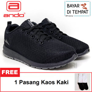 FIURI - Ando - BSC 51 FULL HITAM 33-43  - Sepatu Kets Wanita - Sepatu Sneakers Wanita - Sepatu Olahraga Sport Wanita - Sepatu Casual - Sepatu Jogging Lari Fitness Gym Senam Wanita - Sepatu Perempuan Cewek -Sepatu Sekolah Bertali SMP SMA