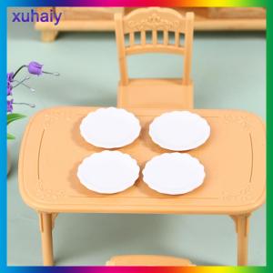 xuhaiy จานเซรามิกขนาดเล็กสำหรับตกแต่งบ้านตุ๊กตา1:12 2ชิ้นจานลายลูกไม้ของหวานของเล่นบนโต๊ะอาหาร