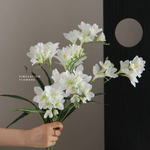 NOBLELYN 3D Artificial Vanilla Orchid Flower Moisturizing Texture Realistic Fake Flower Decor Durable Simulation Flower Home Decor