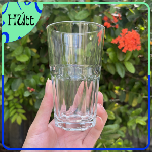 Hộp 6 Ly Thủy Tinh Uống Sinh Tố Nước Giải Khát Tám Góc Ốm Trong Suốt Thái Lan 300ML UG-407