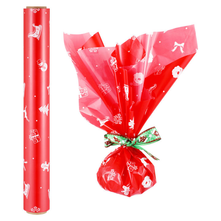 Chaoshihui ABOOFAN Cellophane Wrap 2.5 Mil Cellophane Wrap Roll Snowman
