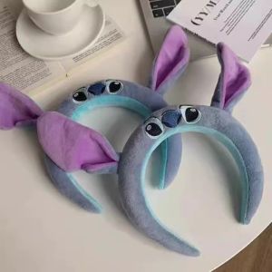 Anime Stich Plush Headband Figures Wash Face Hair Bands Long Ear Hairs Accessories Girls Birthday Gifts