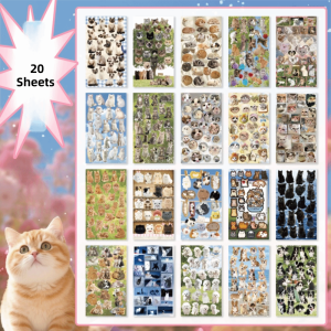 EASYEAH 20 Sheets Paper Stickers Book Art Cute Cat Dog Phone Graffiti Sticker DIY Laptop Decal For Journal Scrapbook