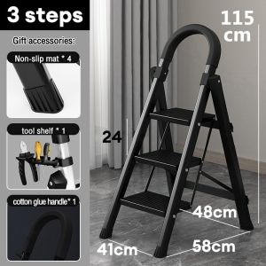 Hakimi Folding ladder with carbon steel stepped triangular design consisting of 3-4-5 steps portable andanti-slip ladder