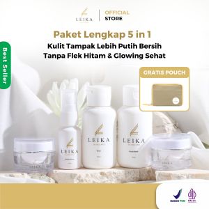 Leika Skincare Paket 5in1 Resmi BPOM dan Halal MUI Paket Lengkap Penghilang Flek Hitam dan Bintik Hitam Yang Membandel di Wajah Tanpa Efek Samping Salep Penghilang Flek Ampuh Aman Untuk Ibu Hamil Menyusui Kulit Sensitif Bekas Jerawat Bopeng dan Glowing