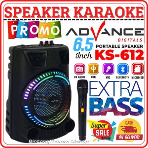 Speaker Bluetooth Karaoke Portable ADVANCE KS-612 ( FREE MIC TANPA KABEL ) Ukuran 65inc Besar Dan Murah - Advance KS612 Speaker Karaoke Super Bass - Speaker Bluetooth Full Bass ~BRO