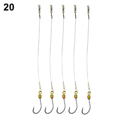 Ghxdryuru 5Pcs Anti-Bite Stainless Steel Wire Leader Fishing Rigs Hooks Line Tackle Tool