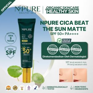 NPURE Sunscreen Kulit Kering Jerawat SPF 50+ Cica Beat The Sun MATTE / GLOW Untuk Ibu Hamil dan Anak