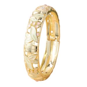 OEUVR Enamel Floral Vintage Cloisonne Bangle Traditional Colorful Womens Hand Bracelet Bohemian Classic Flower Crystal Bangle Ladies