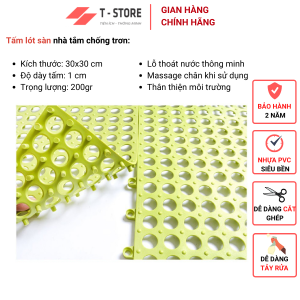 Combo 22 Tấm Lót Sàn Nhựa nhà Vệ Sinh Nguyên Khối . Vỉ Lót Sàn nhựa Nhà Vệ Sinh Siêu Bền T.STORE VIệt Nam