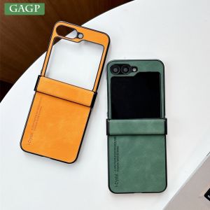 Business PU Leather Case for Samsung Galaxy Z Flip 6 5 4 3 Flip6 Hinge Protection Slim Matte Shockproof ZFlip6 Flip5 Phone Cover