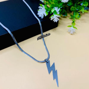 Kalung Titanium Liontin Petir THUNDER Mewah Elegan Aksesoris Pria Dan Wanita Antikarat
