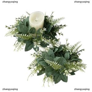 [COD] zhangyuqing พวงมาลัยเทียมประดับตกแต่งโต๊ะงานแต่งบ้านประดับต้นเทียนแบบเสาพวงมาลัยสีเขียวใบยูคาลิปตัสเทียม