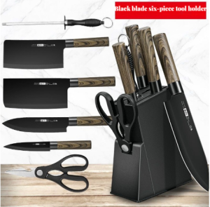 Stainless steel kitchen knife fruit knife bone cutting knife slicing knife scissor holder 7-piece set