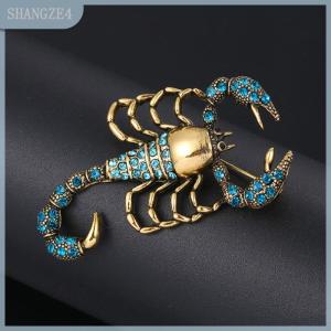 【SHANGZE4】 1 chiếc trâm cài hình bọ cạp với kim cương giả hợp kim vàng Ghim Cài pha lê cổ điển