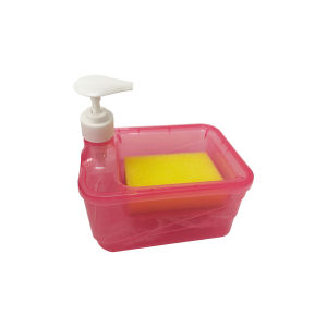 Tempat Sabun Cair Cuci Piring Petak dengan Pump + Sponge Busa / Soap Pump Wadah Sabun Cuci PH C1001