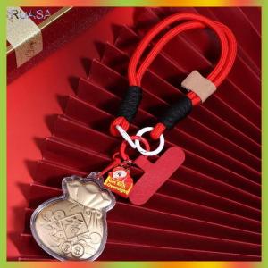 RUASA 2026 màu vàng may mắn Fu Túi pendent Keychain Ba lô quyến rũ trang trí năm mới Quà Tặng điện thoại dây buộc
